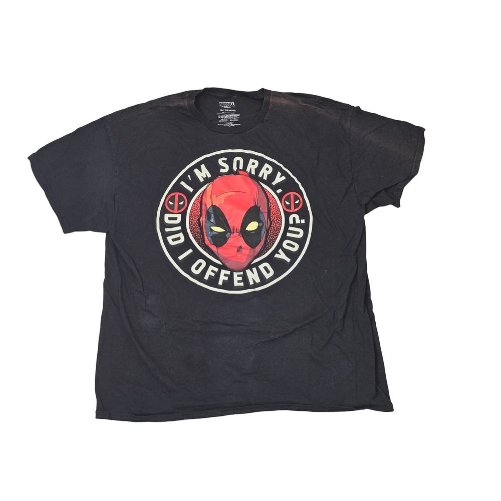 Minor Flaw Marvel Deadpool Im Sorry Did I Offend You Graphic T-Shirt Black XL